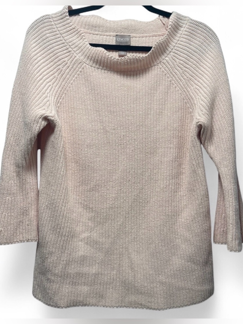 Chico's ribbed knit raglan crewneck sweater (Size M)